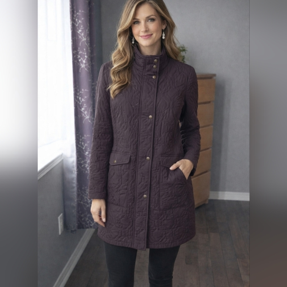 Lands' End Maroon Quilted Jacket